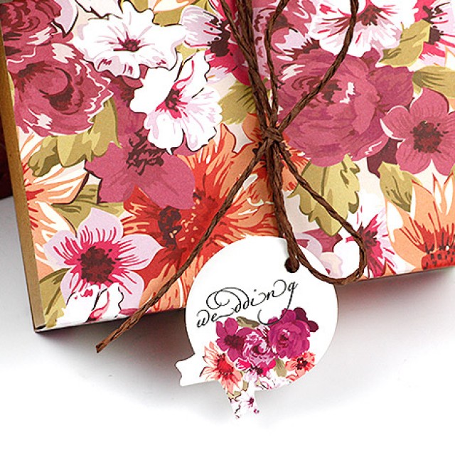 禮物盒子 DIY材料 牛皮紙花朵禮物盒+提袋組合 禮物包裝好選擇