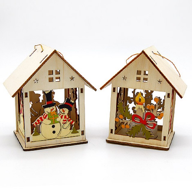 聖誕節禮物 木質小屋聖誕掛飾