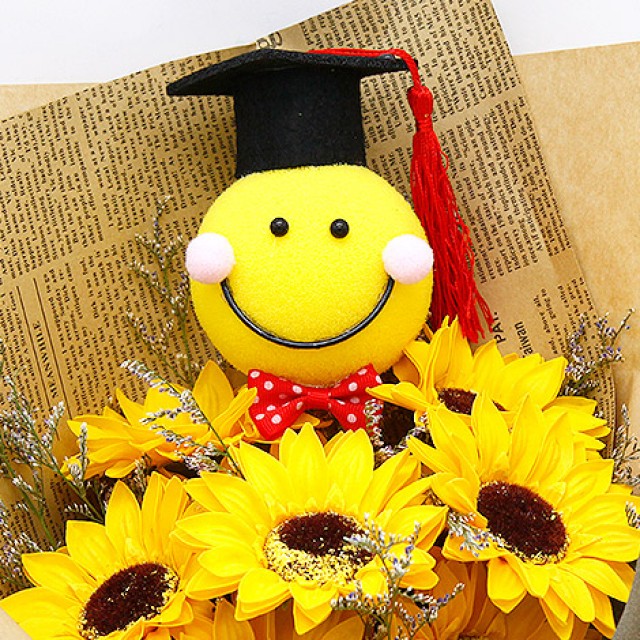 畢業花束 微笑娃娃向日葵花束