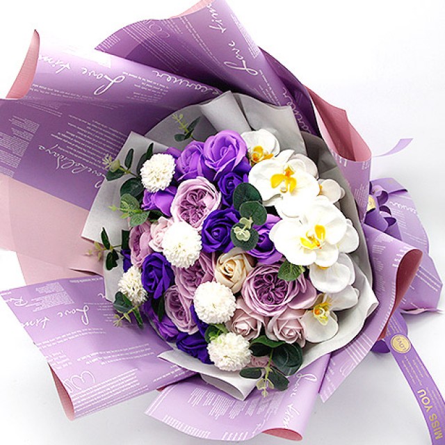 玫瑰香皂花束-紫色
