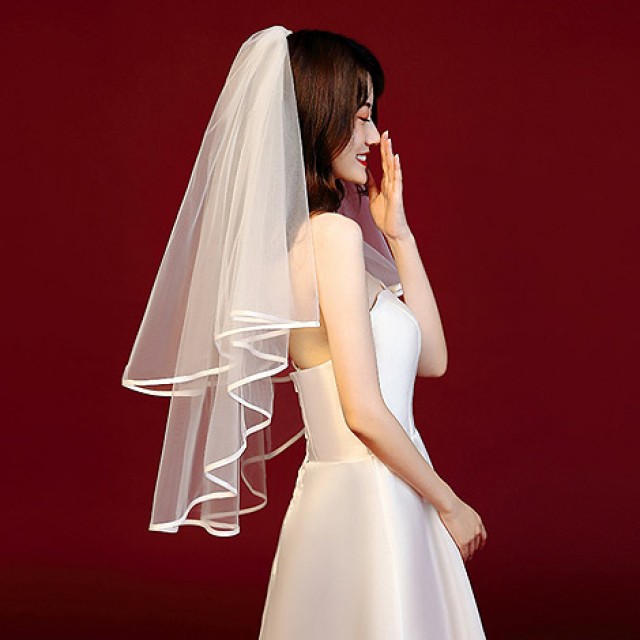 新娘造型 白色雙層頭紗