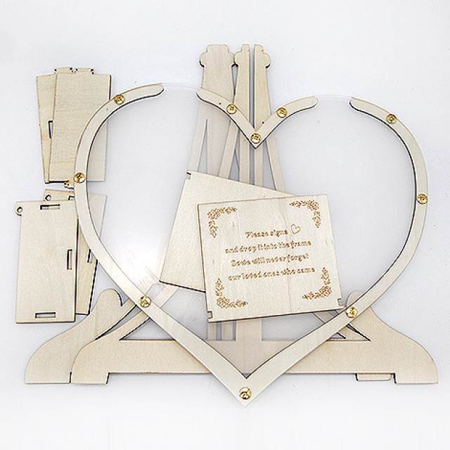 心型木頭簽到框擺飾 簽名板 婚禮用品