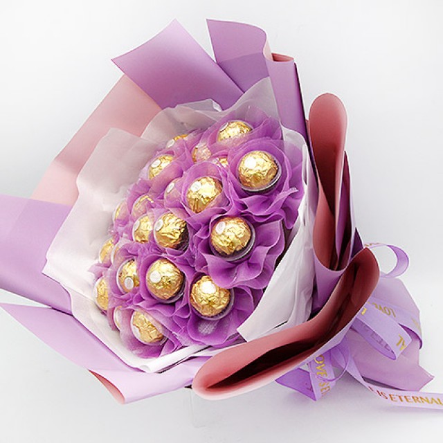 無限紫情20顆金莎花束 情人節禮物