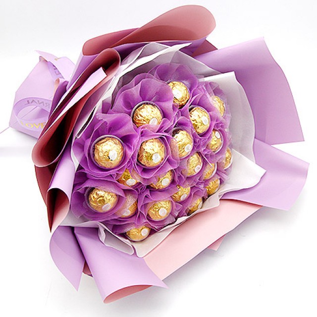 無限紫情20顆金莎花束 情人節禮物