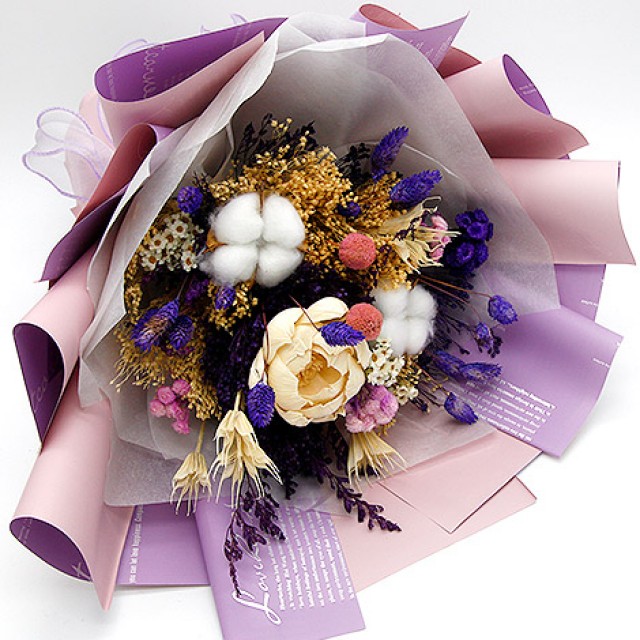 浪漫童話 永恆祝福紫色乾燥花花束