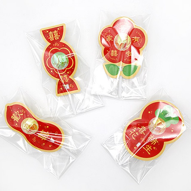 中國風婚禮棒棒糖卡片 婚禮送客喜糖