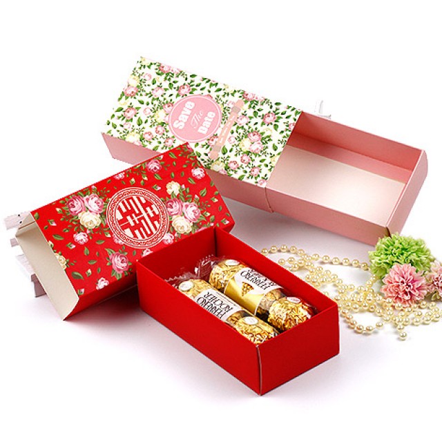 結婚禮物抽屜式禮物盒diy 婚禮小物包裝材料大容量 心願幸福婚禮小物