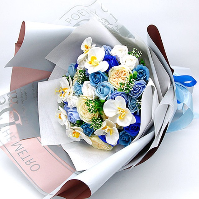玫瑰香皂花束 藍色 心願幸福婚禮小物