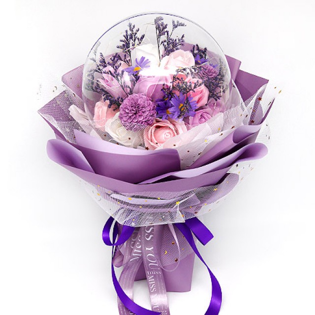 紫色泡泡球香皂花花束求婚告白花束 心願幸福婚禮小物
