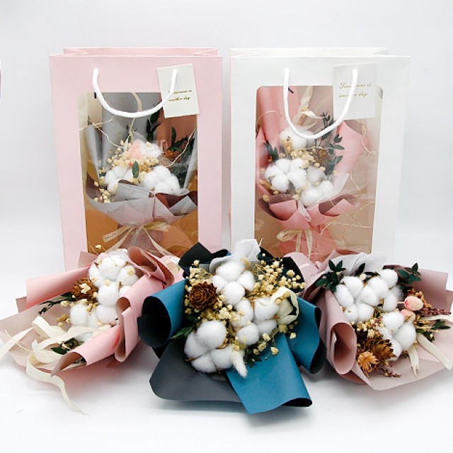 花店推薦暖心棉花乾燥花束 心願幸福婚禮小物