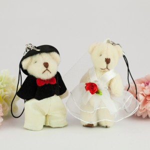 婚禮用品批發 6公分婚紗熊diy材料