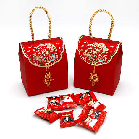 DIY中國風婚禮喜糖盒(小) 喜糖盒提盒 吊飾需加購