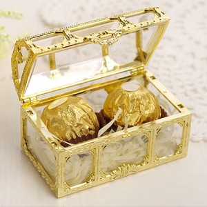 會場佈置 金色寶藏盒喜糖盒 桌上賓客禮