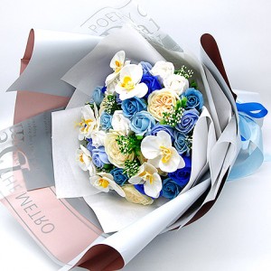玫瑰香皂花束-藍色