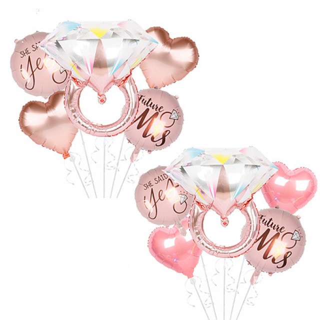DIY玫瑰金鑽戒氣球套組 求婚佈置